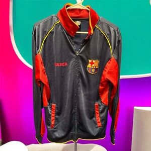 FC Barcelona Black and Red Track Jacket MEDIUM collard